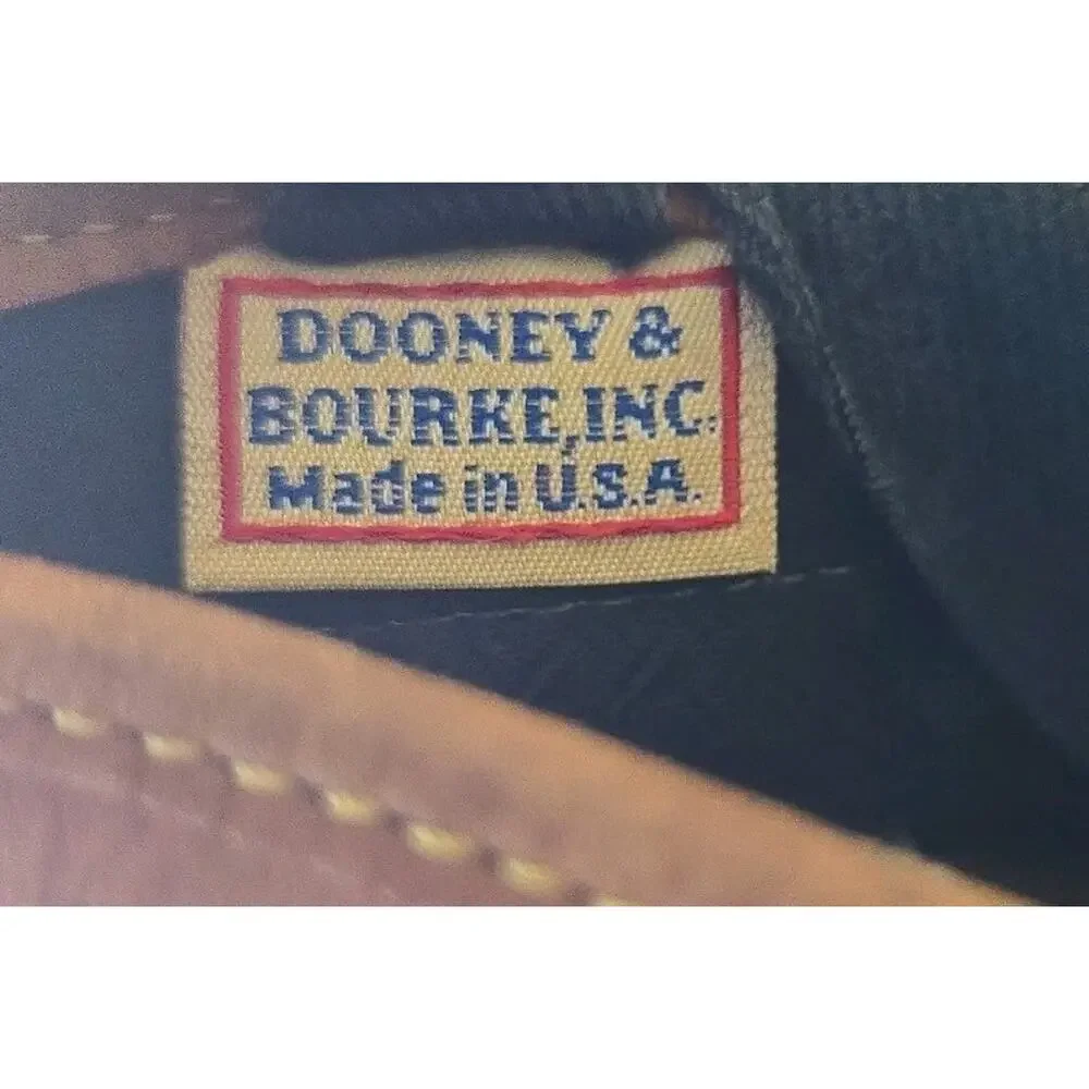 Vintage Dooney & Bourke Tote Bucket Bag Black Canvas Tan Leather